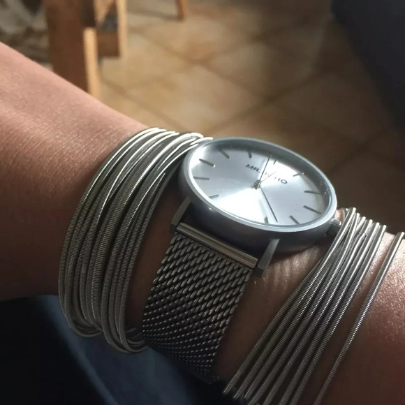 NEW 2 mm‎ Platinum Plated Stainless Steel 316L Stackable Guitar String Bracelets - Picture 3 of 16